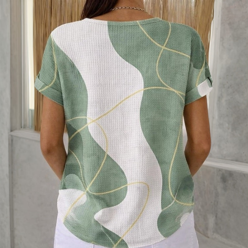 SOFI - Camiseta de Manga Corta con Bloques de Color y Botones
