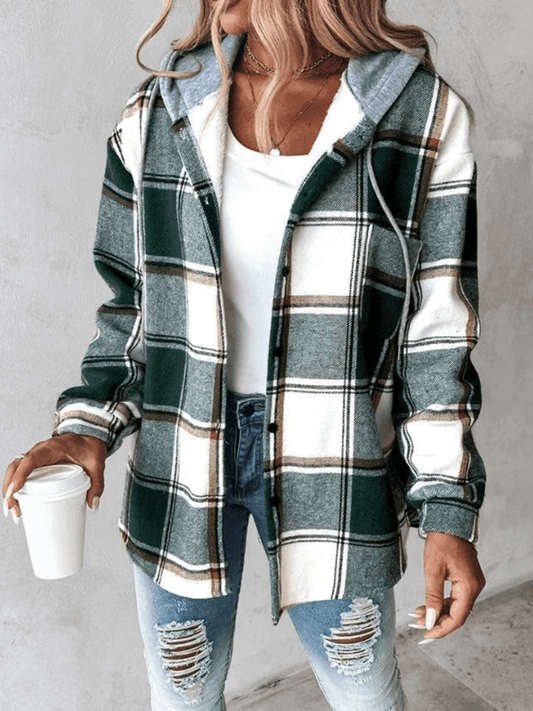 SARAH - Sobrecamisa de Cuadros con Capucha