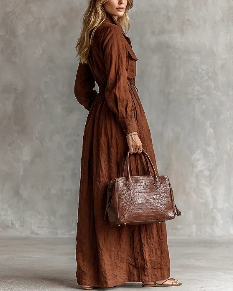 Aurora | Vestido largo boho con cinturón elástico y bolsillos
