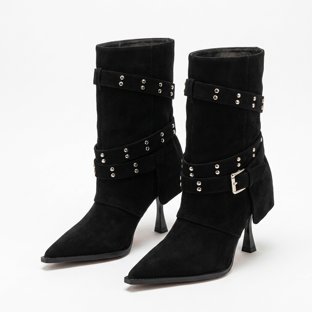 VITTORIA - Botas de Tacón de Aguja con Hebilla Retro