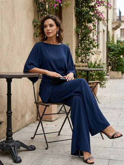 Rita | Conjunto de Blusa Drapeada y Pantalón Ancho