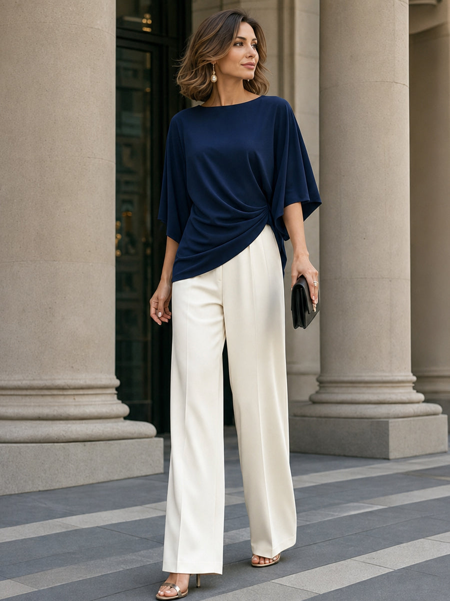 Rita | Conjunto de Blusa Drapeada y Pantalón Ancho
