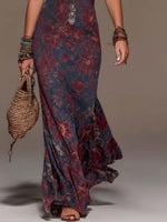 Sofia | Vestido Maxi Retro de Encaje con Cuello Halter y Falda Sirena Floral
