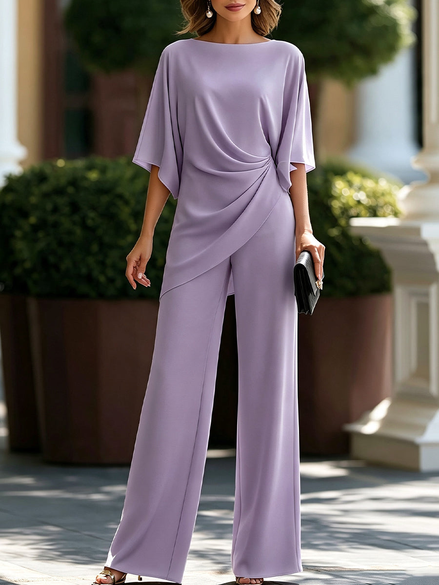 Rita | Conjunto de Blusa Drapeada y Pantalón Ancho