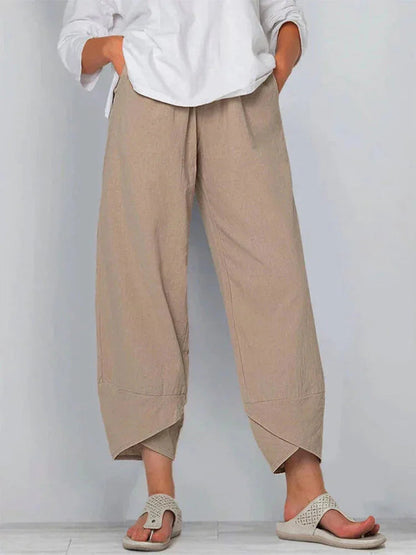 Giulia | Pantalones de lino y algodón de pierna ancha