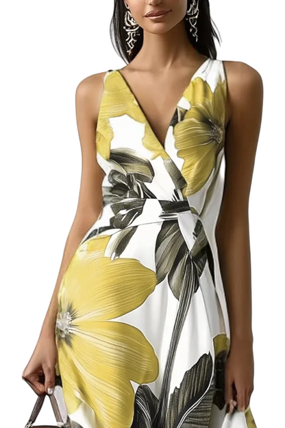 Ágata | Vestido maxi floral con escote en V
