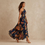 Celeste | Vestido Maxi Floral de Un Hombro