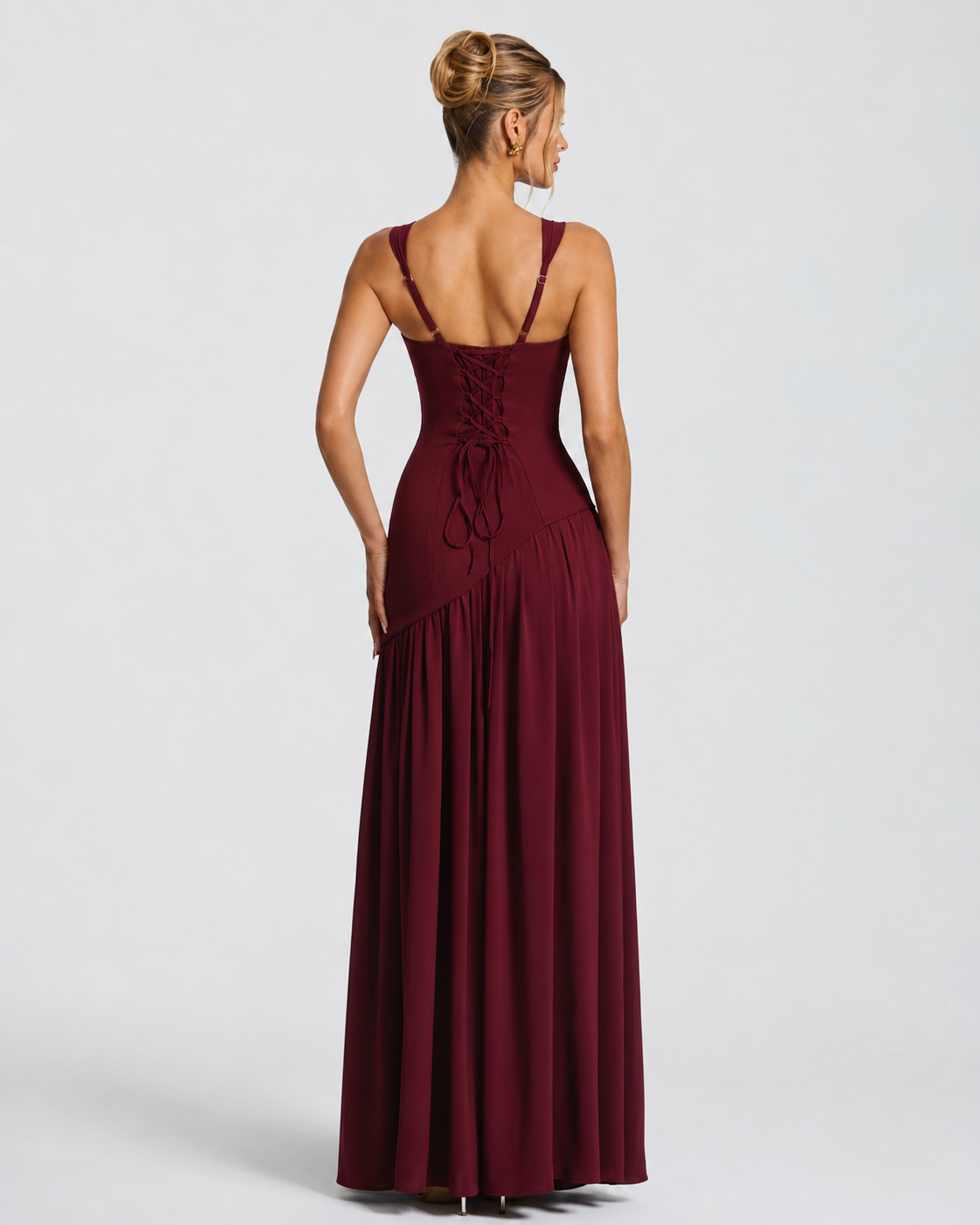 ARIANA - Vestido Maxi Corsé con Abertura y Pañuelo