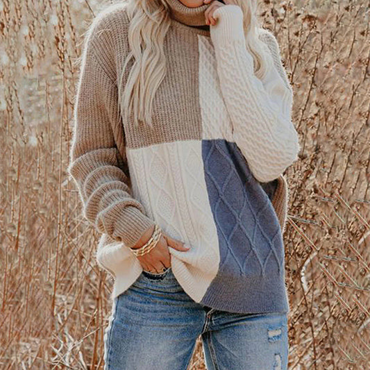VALERIA - Jersey de Cuello Alto con Contraste de Color
