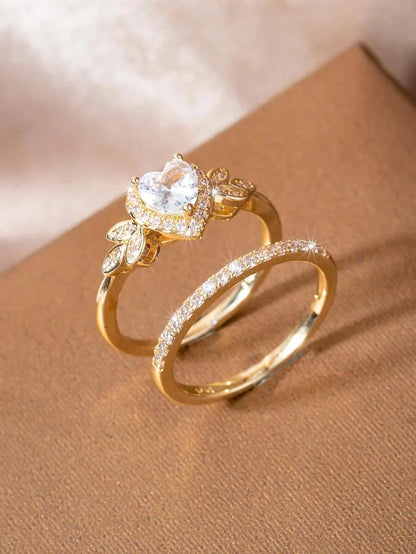 Natalia – Elegante Juego de Dos Anillos con Brillo Atemporal