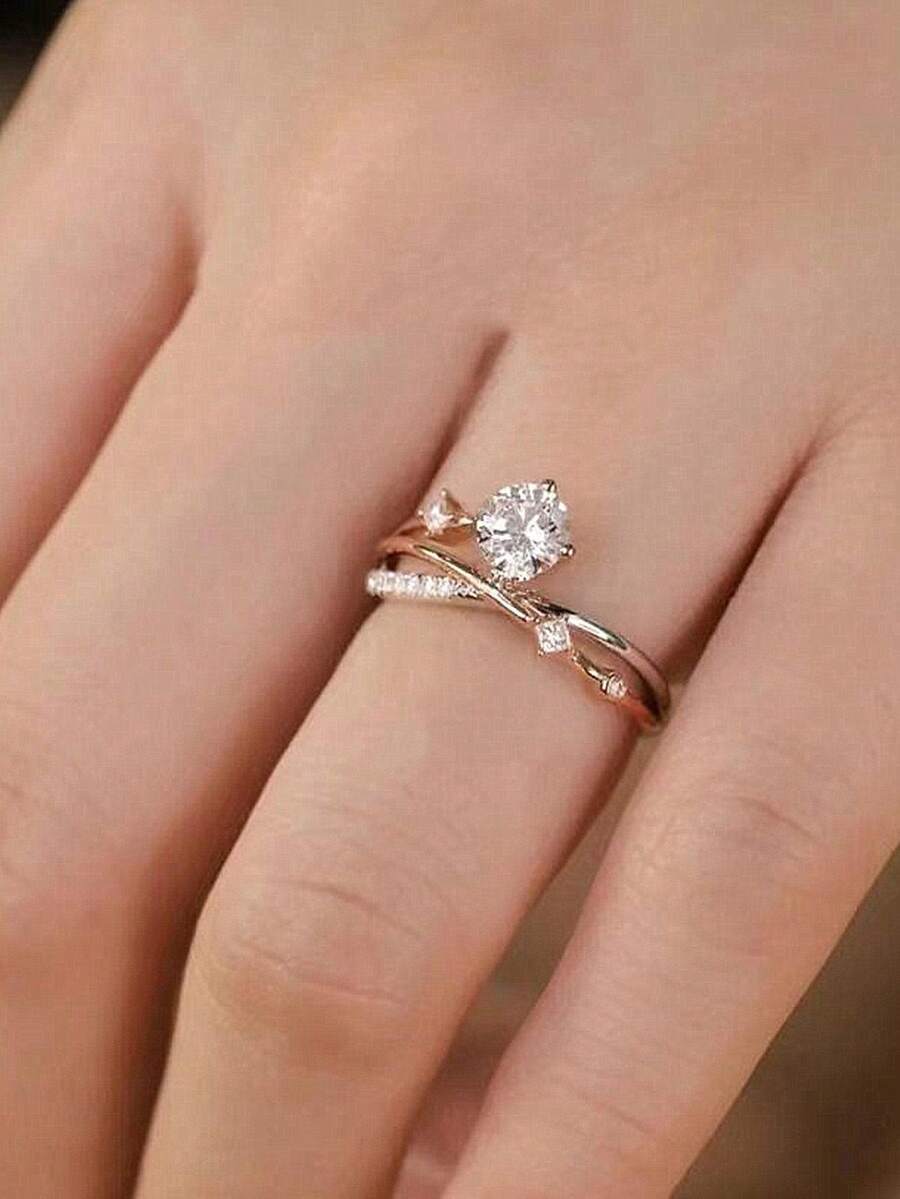 Sofía – Anillo Elegante con Doble Banda y Brillo de Zirconia