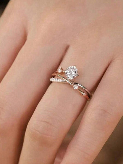 Sofía – Anillo Elegante con Doble Banda y Brillo de Zirconia