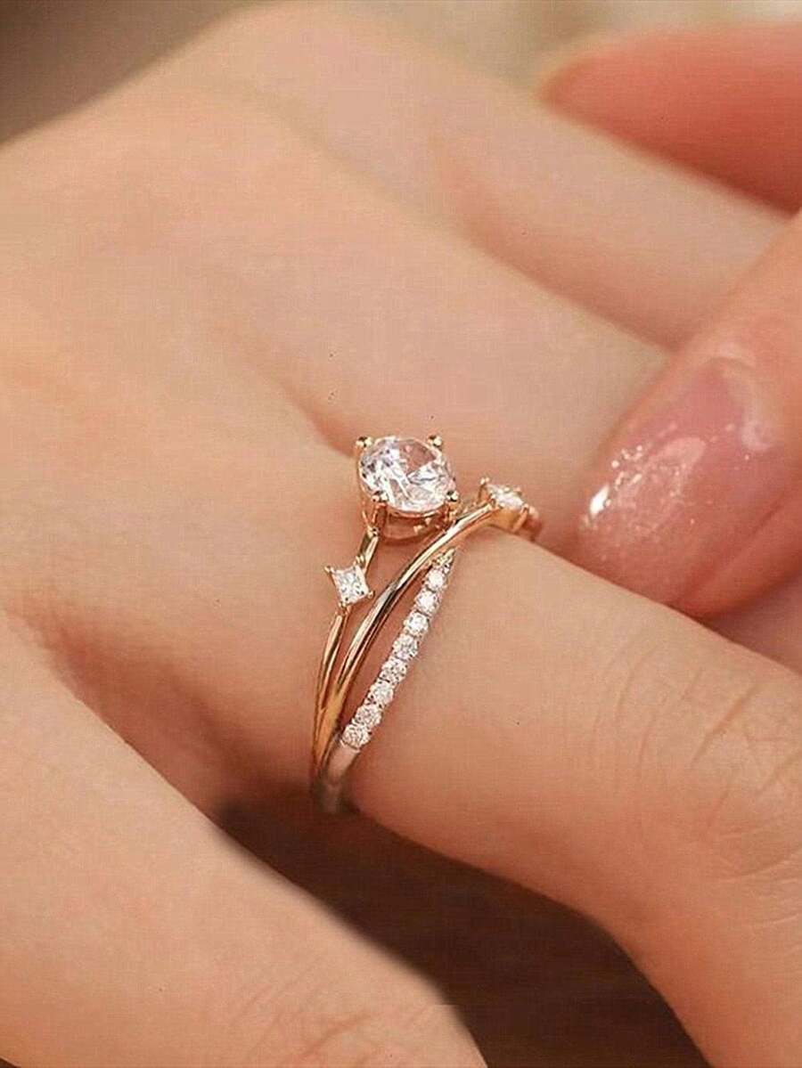 Sofía – Anillo Elegante con Doble Banda y Brillo de Zirconia