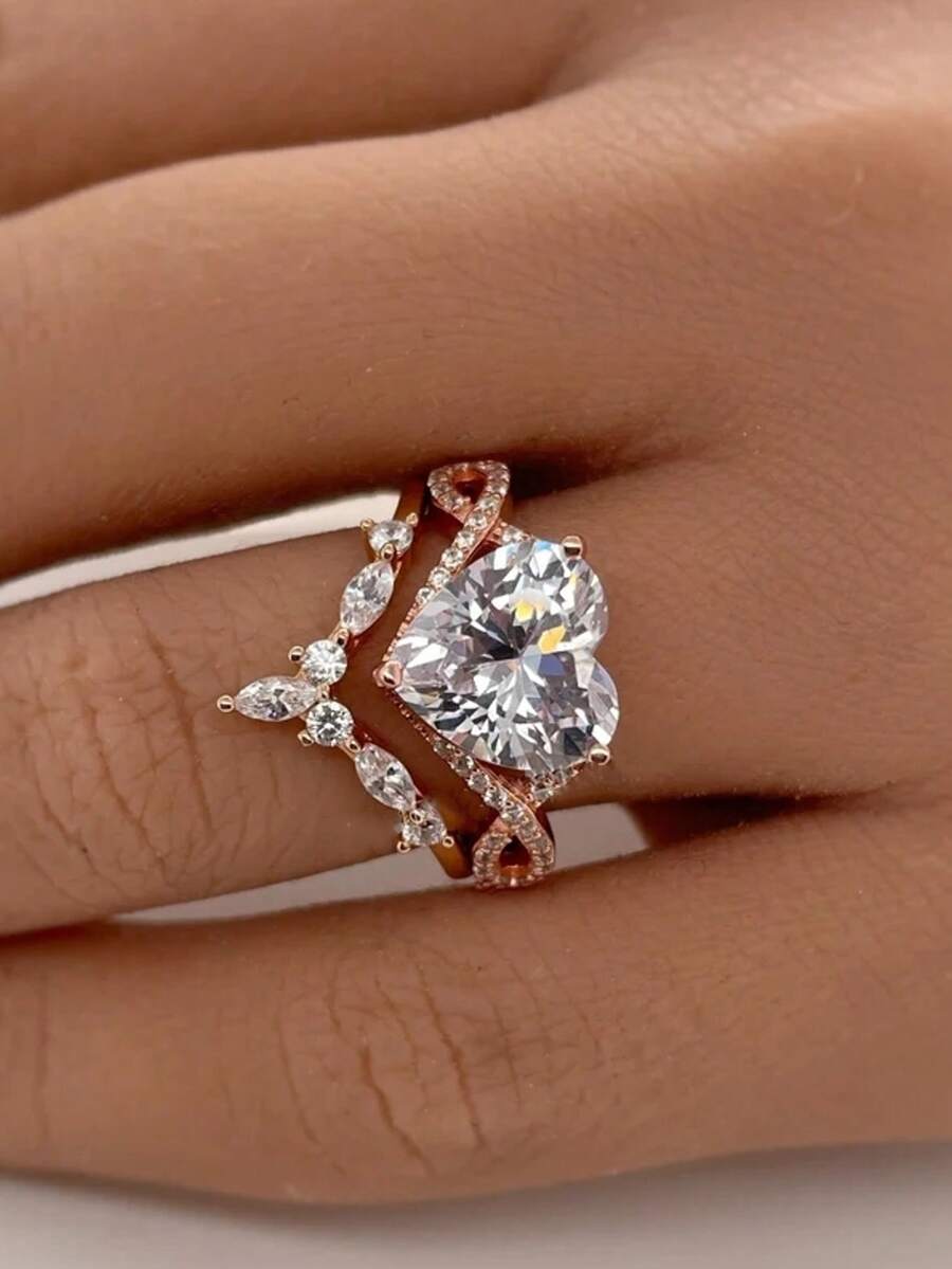 ROSALINE – Conjunto de dos anillos en oro rosa con elegancia atemporal