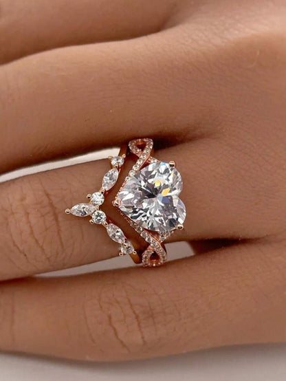 ROSALINE – Conjunto de dos anillos en oro rosa con elegancia atemporal