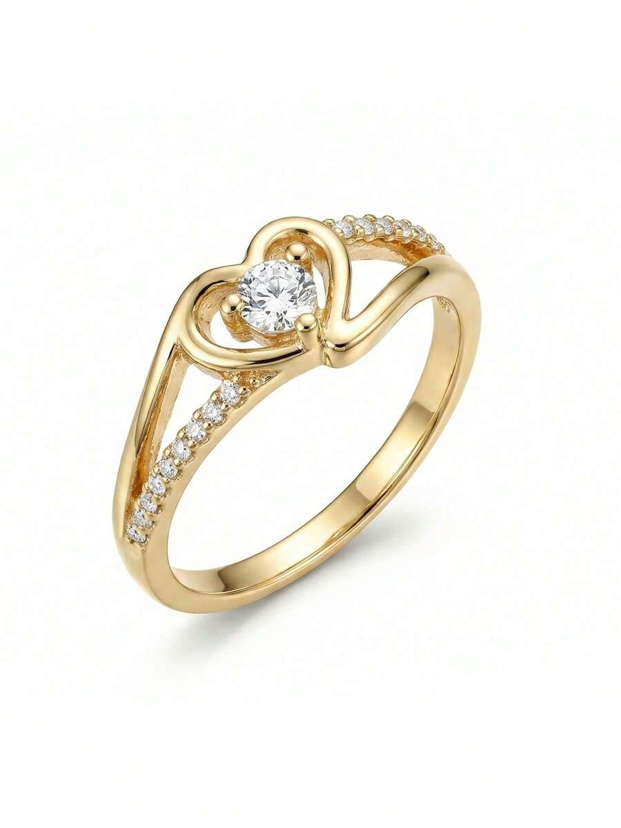 Lucía – Anillo de Corazón con Zirconia Cúbica Brillante