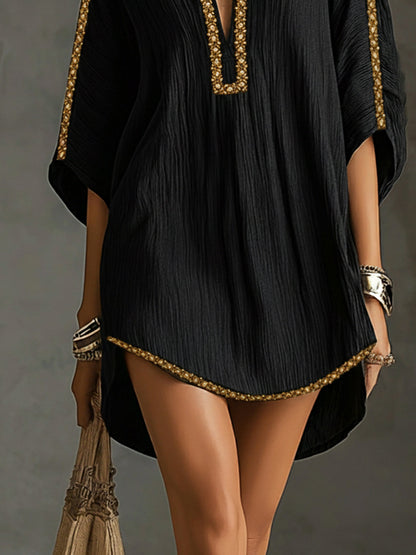 Mirella | Vestido corto negro con escote pronunciado en V