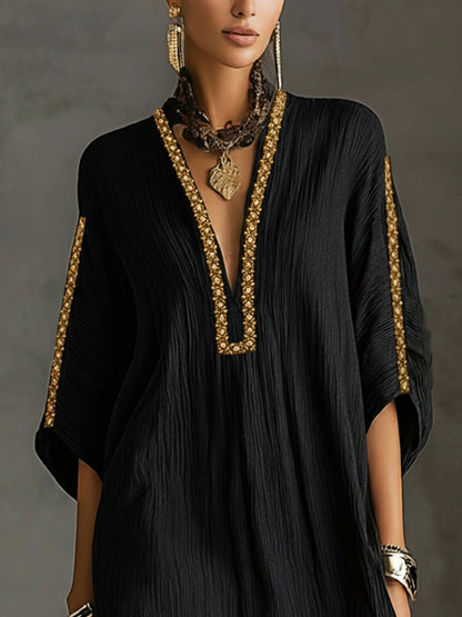 Mirella | Vestido corto negro con escote pronunciado en V