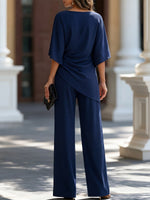 Rita | Conjunto de Blusa Drapeada y Pantalón Ancho