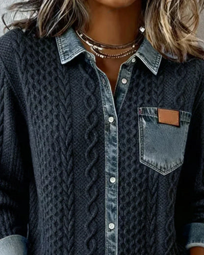 Patricia | Chaqueta de Punto con Detalles Vaqueros