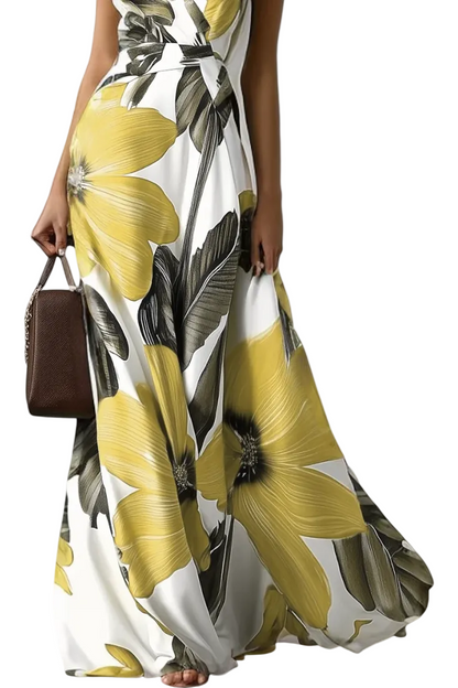 Ágata | Vestido maxi floral con escote en V