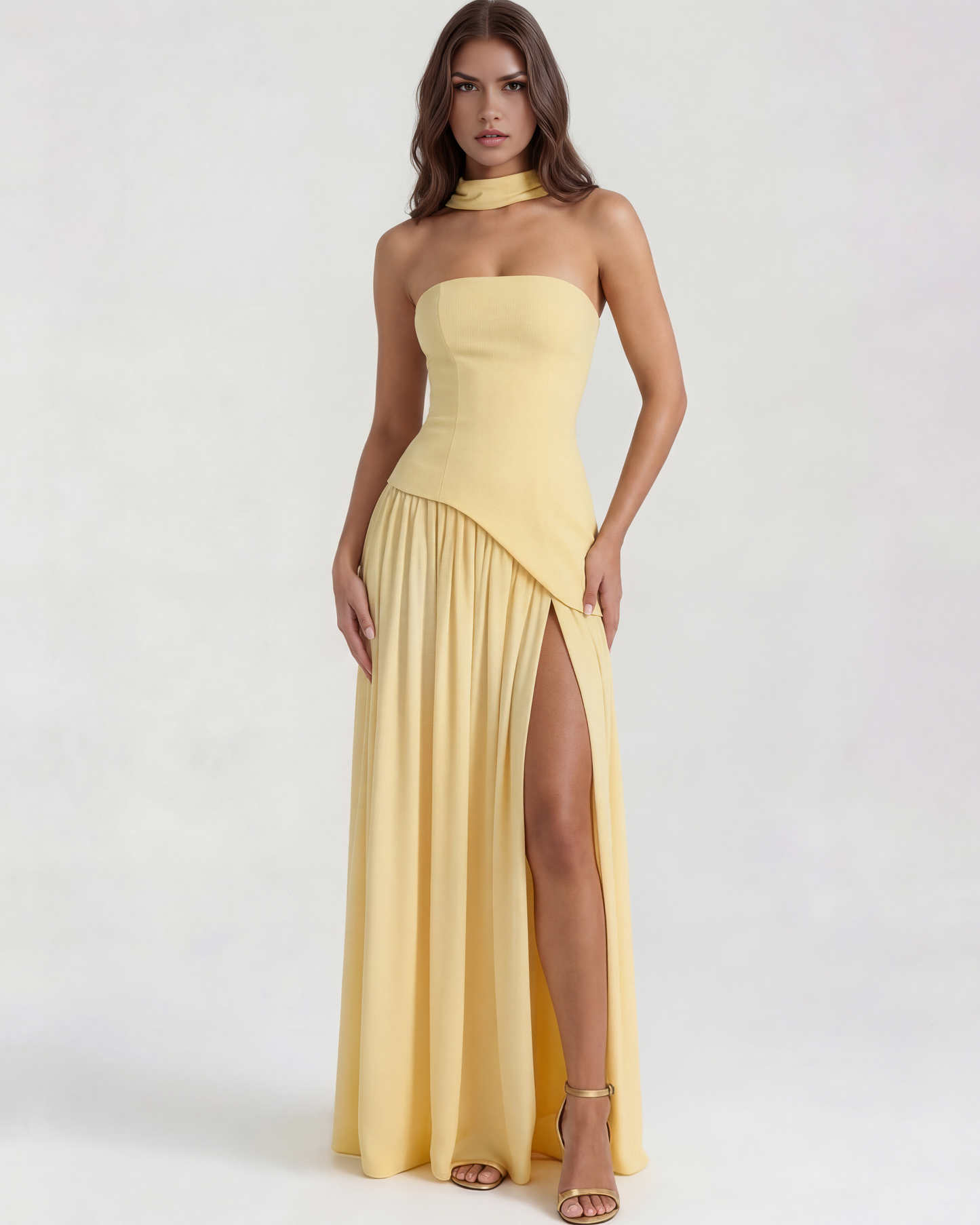 Duquesa Vestido Medianoche Amarillo