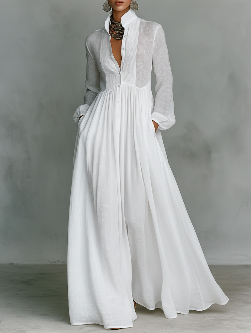 Alessia | Vestido largo minimalista con patchwork