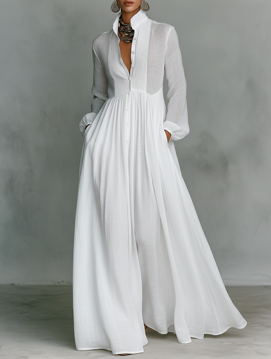 Alessia | Vestido largo minimalista con patchwork