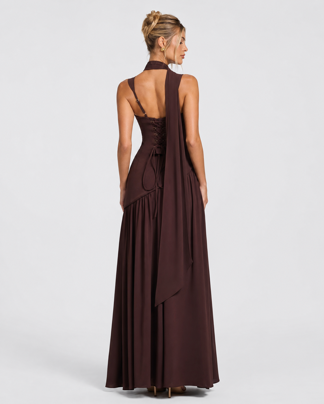 ARIANA - Vestido Maxi Corsé con Abertura y Pañuelo