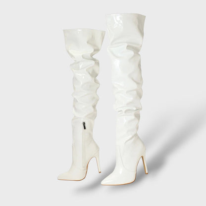 Botas Altas de Charol con Tacón de Aguja