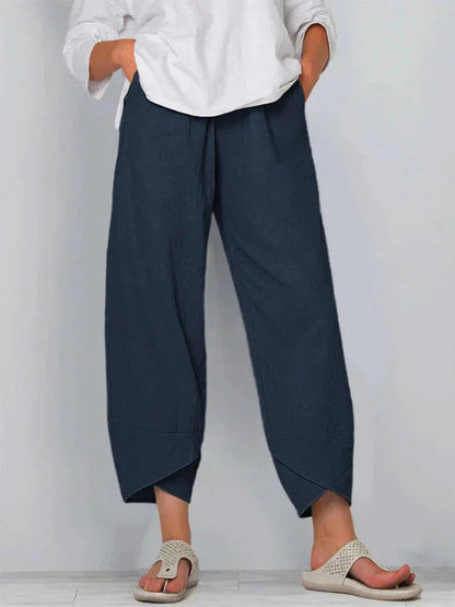 Giulia | Pantalones de lino y algodón de pierna ancha