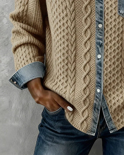 Patricia | Chaqueta de Punto con Detalles Vaqueros