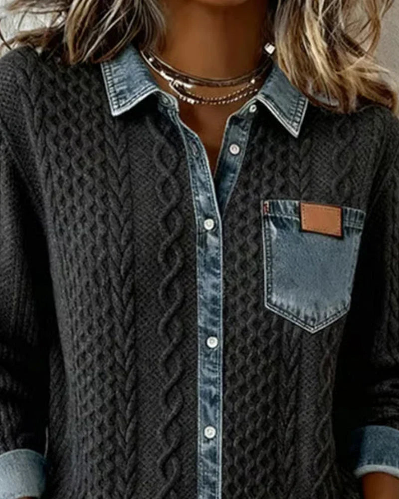 Patricia | Chaqueta de Punto con Detalles Vaqueros