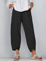 Giulia | Pantalones de lino y algodón de pierna ancha