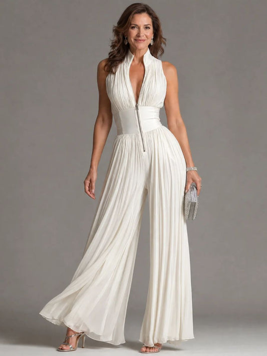 Maria | Mono de cuello halter y pierna ancha