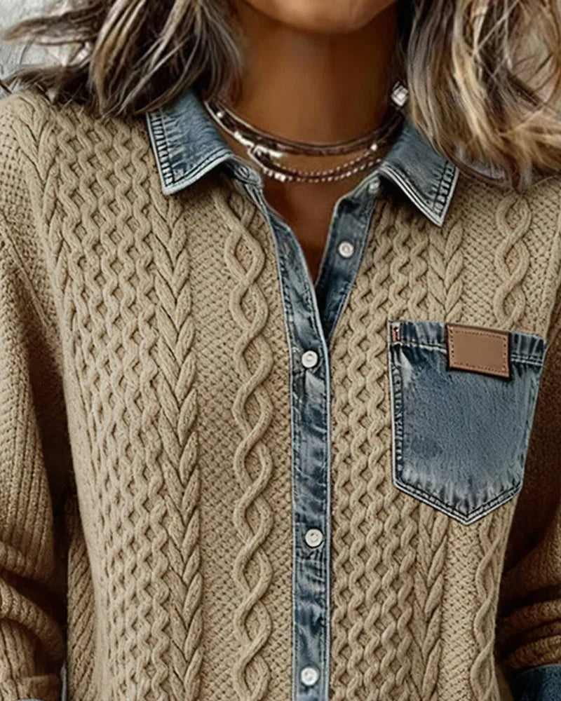 Patricia | Chaqueta de Punto con Detalles Vaqueros