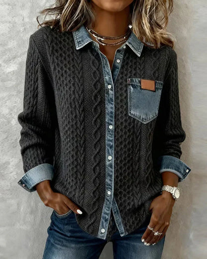 Patricia | Chaqueta de Punto con Detalles Vaqueros