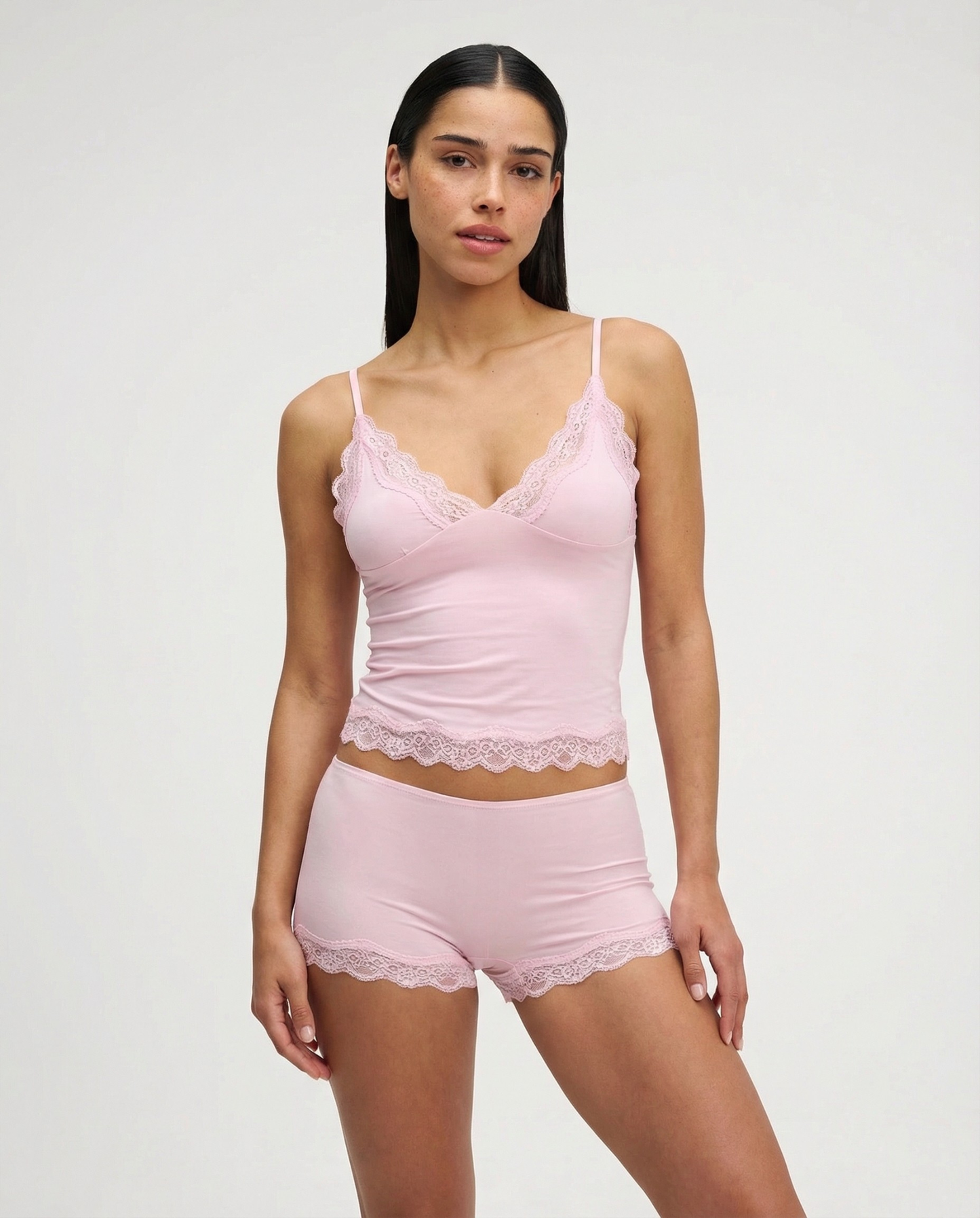 ELARA - Conjunto de Pijama con Encaje y Short