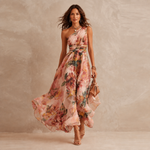 Celeste | Vestido Maxi Floral de Un Hombro