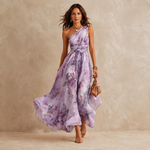 Celeste | Vestido Maxi Floral de Un Hombro