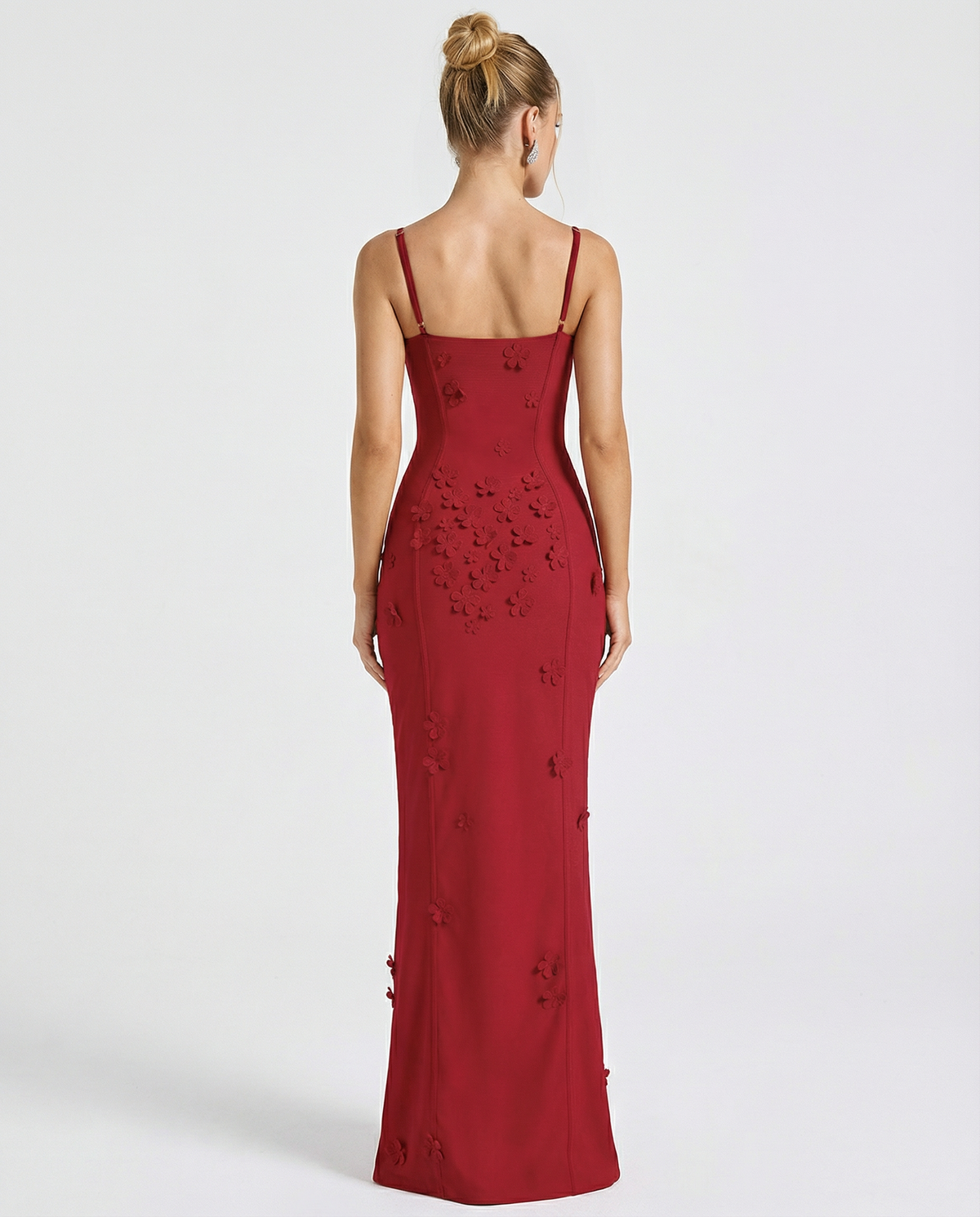ARIA LUNA SLIT - Vestido Maxi Corsé con Aplicaciones Florales y Abertura