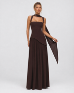 ARIANA - Vestido Maxi Corsé con Abertura y Pañuelo
