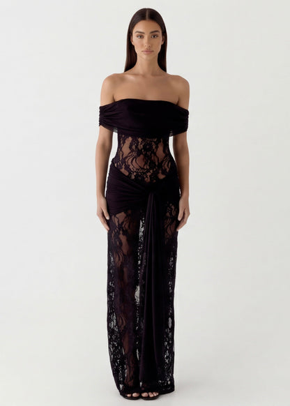 ARIA LACE GOWN - Vestido Maxi de Encaje con Hombros Descubiertos
