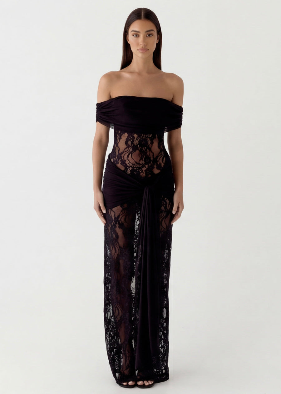 ARIA LACE GOWN - Vestido Maxi de Encaje con Hombros Descubiertos