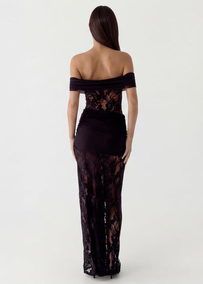ARIA LACE GOWN - Vestido Maxi de Encaje con Hombros Descubiertos
