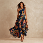 Celeste | Vestido Maxi Floral de Un Hombro