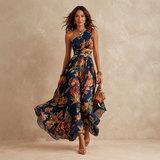 Celeste | Vestido Maxi Floral de Un Hombro