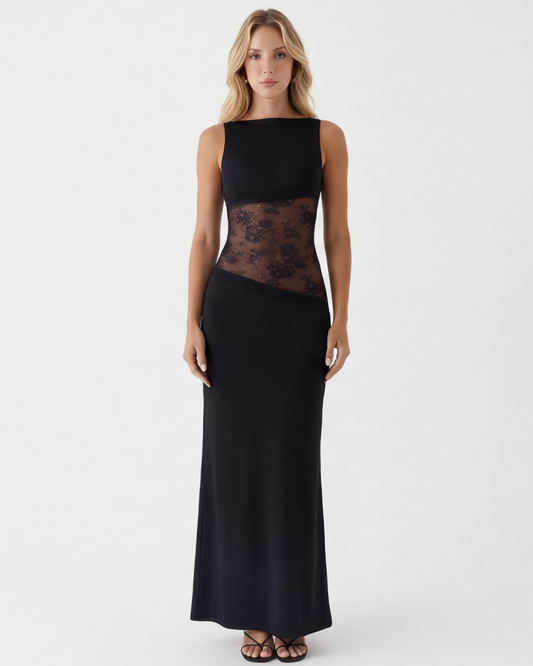 ARIA VEIL CUT - Vestido Maxi con Encaje y Espalda Abierta