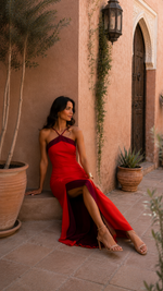 Vestido Largo Halter Con Abertura