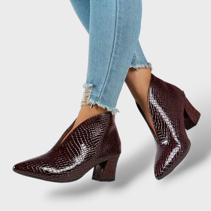 Botines Texturizados Mujer Tacón Medio